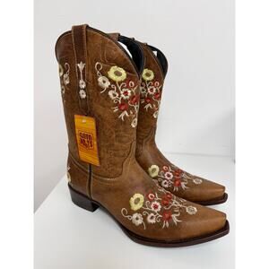 Soto Boots Womens Showstopper Snipped Toe Floral Cowgirl Boots